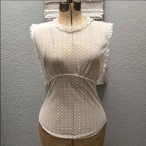 Free People | Sheer Nude Dotted Lace Tank | S